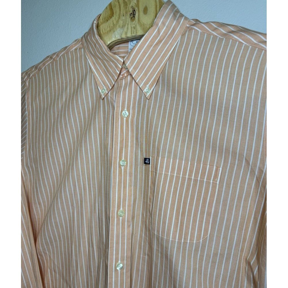 Brooks Brothers Slim Fit Mens Long Sleeve Button Down Shirt Striped Logo Tag XL